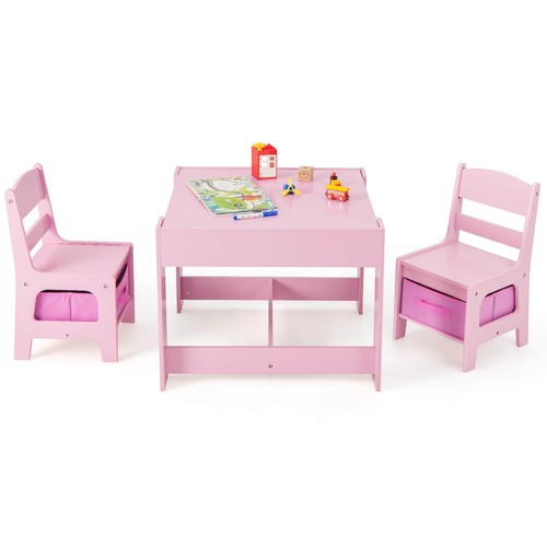 Kids wood table chairs - table,