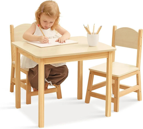 Wood kids table chairs - wood,