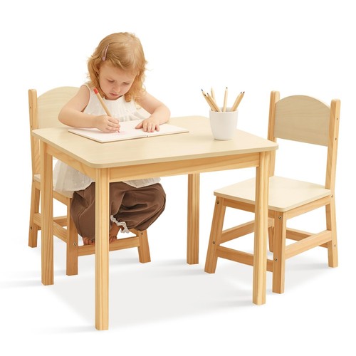 Wood kids table chairs - wood,